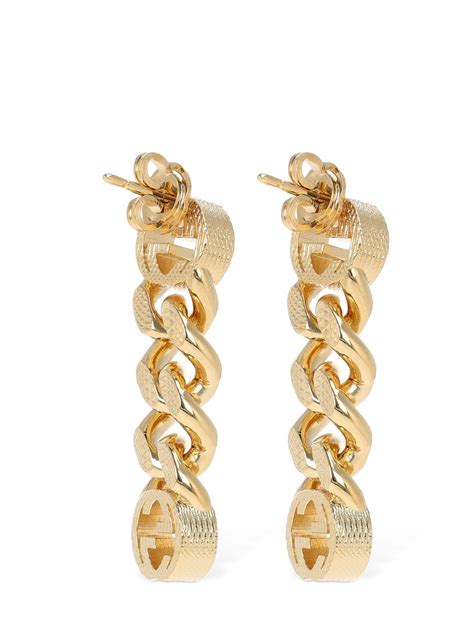 gold gucci earrings|gucci interlocking earrings gold.